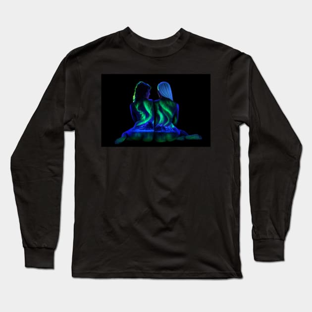 Northern Lights on Mother and Daughter Long Sleeve T-Shirt by UnderBlackLight